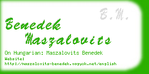 benedek maszalovits business card